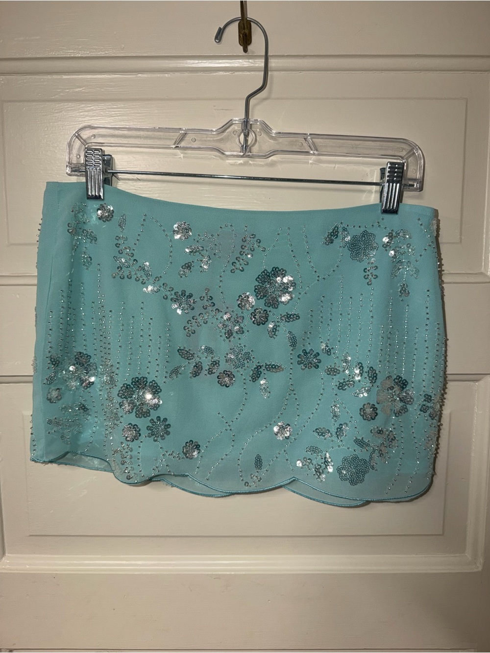 Edikted Blue Beaded Mini Skirt